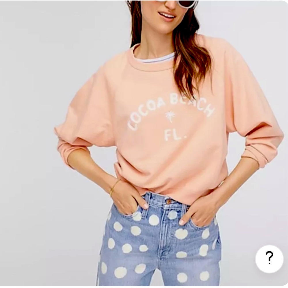 J. Crew Garment-Dyed 'Cocoa Beach' Cotton Sweatshirt in Flirty Peach, size S